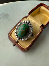 Load image into Gallery viewer, Signed Vintage Turquoise Sterling Silver Ring Size 8
