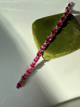 Load image into Gallery viewer, Pink Sterling Silver Tennis Bracelet 7.25”
