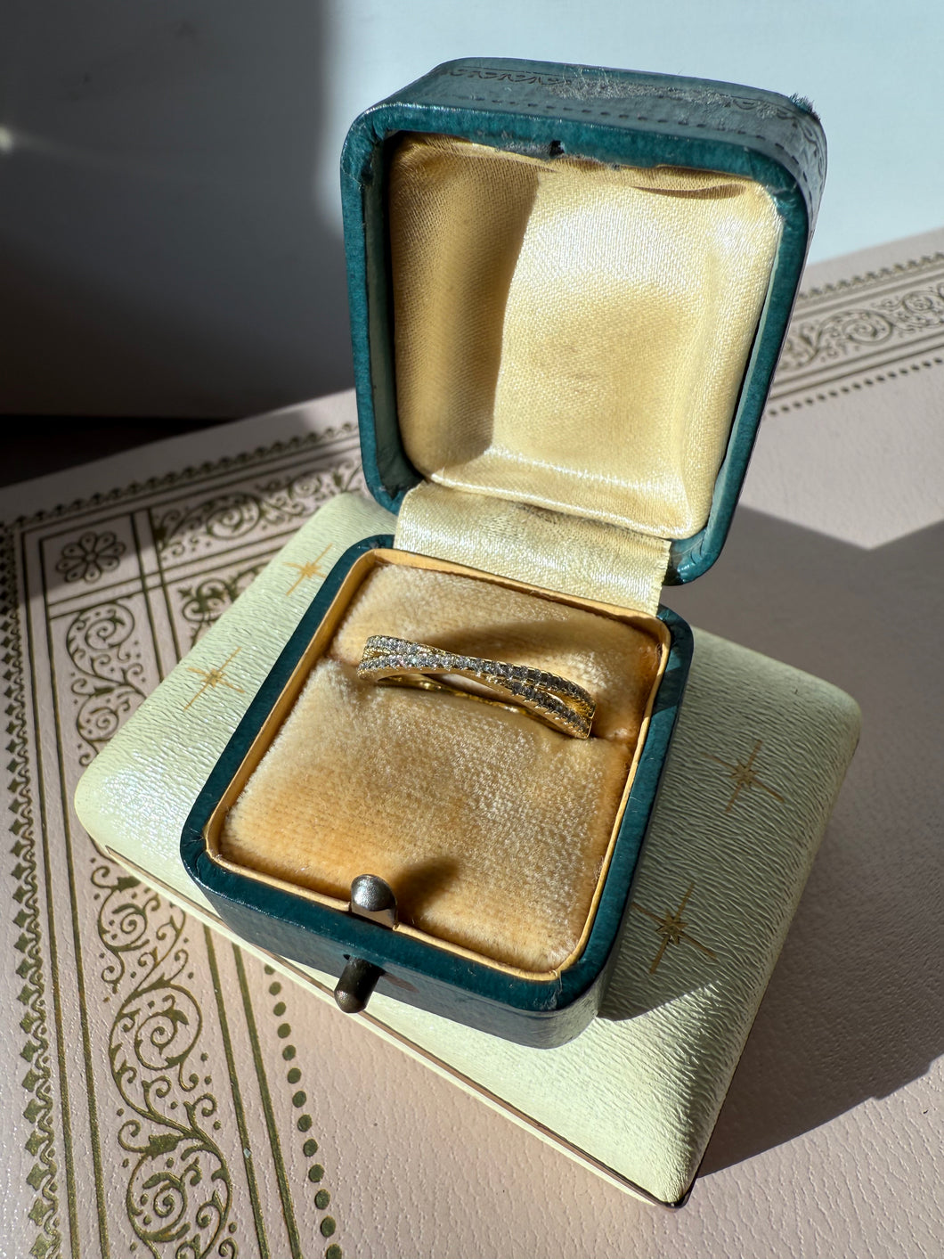 Pavé Gold Vermeil Crossover Ring Size 6.25