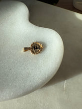 Load image into Gallery viewer, Black Enamel ‘E’ Etched Heart 14k Gold Pendant
