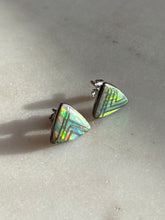 Load image into Gallery viewer, Opal Inlay Sterling Silver Triangle Earrings
