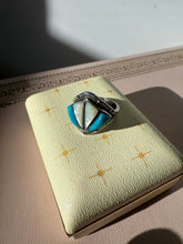Load image into Gallery viewer, Vintage Turquoise &amp; Mother of Pearl Sterling Silver Ring Size 8
