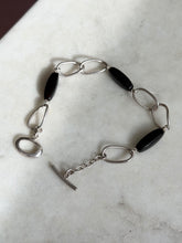 Load image into Gallery viewer, Black Onyx Sterling Silver Toggle Clasp Bracelet 7”
