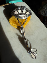 Load image into Gallery viewer, Vintage Mother of Pearl Sterling Silver Hand Chain Bracelet
