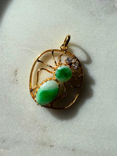 Load image into Gallery viewer, Vintage 19.6k Gold Jade &amp; Diamond Spider Pendant
