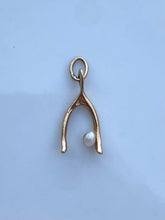 Load image into Gallery viewer, Pearl Wishbone 14k Gold Vintage Pendant
