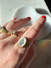 Load image into Gallery viewer, Gold Filled Ship Scrimshaw Ring Size 9
