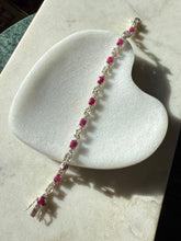 Load image into Gallery viewer, Ruby &amp; Quartz Sterling Silver Tennis Bracelet 7.5”
