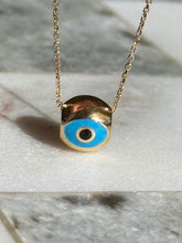 Load image into Gallery viewer, Enamel Evil Eye Solid 18k Gold Spacer Bead Charm
