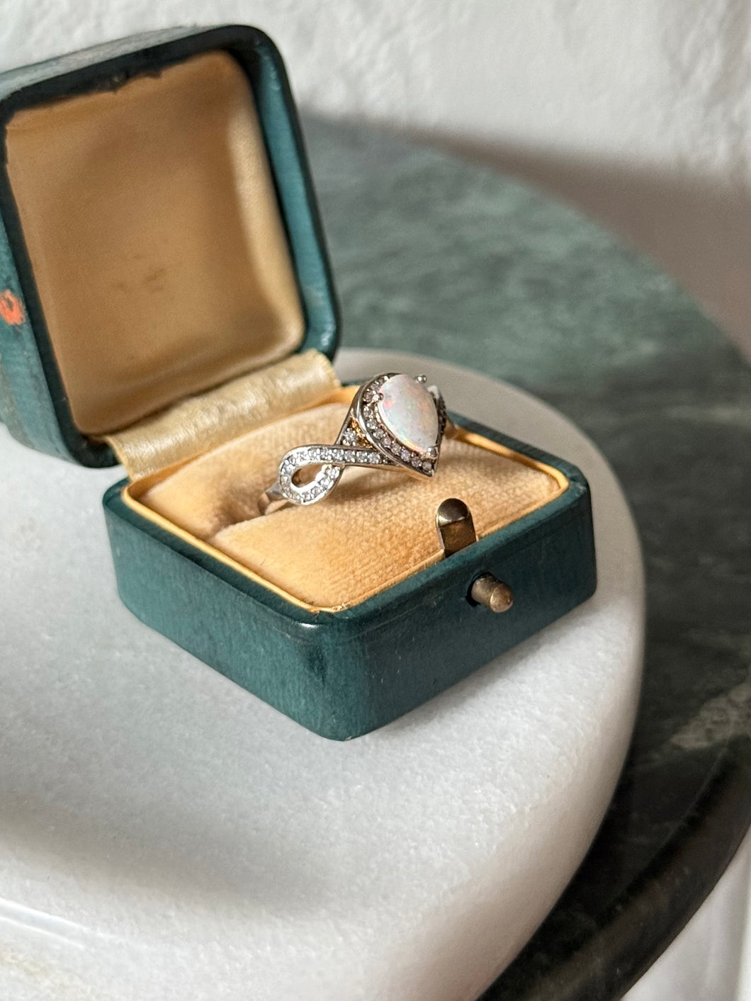 Simulated Opal Sterling Silver Ring Size 9