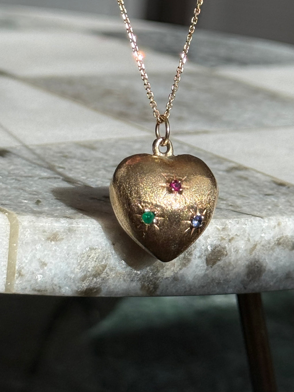 Vintage 1960s Semi-Solid 14k Gold Starburst Heart