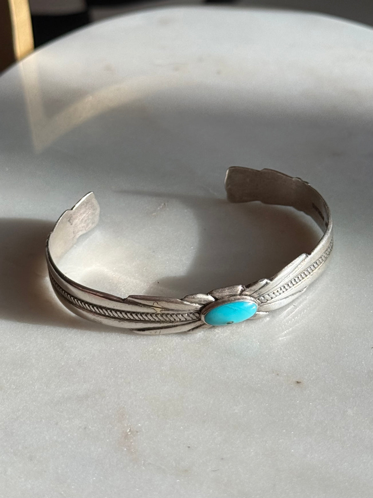 Vintage Turquoise Bell Sterling Silver Cuff Bracelet