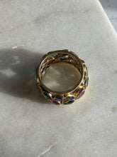 Load image into Gallery viewer, Multi-Gemstone Wide Gold Vermeil Ring Size 10
