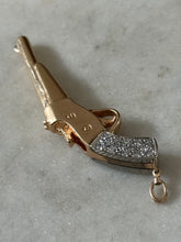 Load image into Gallery viewer, Vintage Solid 14k Two-Tone Gold .75ctw Diamond Pistol Pendant
