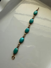 Load image into Gallery viewer, Midcentury Gold Vermeil Turquoise Bracelet 6”
