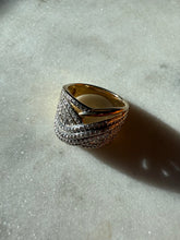 Load image into Gallery viewer, Gold Vermeil Diamond Woven Dome Ring Size 7.25
