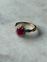 Load image into Gallery viewer, Designer Iliana 18k Gold Diamond &amp; Ruby Ring Size 8

