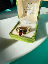 Load image into Gallery viewer, y2k Red Glass Gold Vermeil Ring Size 9.5
