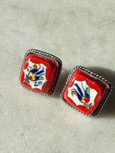 Load image into Gallery viewer, Porcelain Painted Sterling Silver Push Back Earrings
