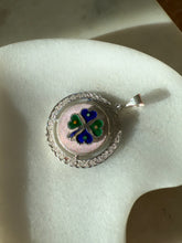 Load image into Gallery viewer, Vintage Enamel Four Leaf Clover Sterling Silver Pendant
