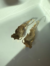 Load image into Gallery viewer, Vintage Pink Black Cloisonné Enamel Butterfly Gold Plated Earrings
