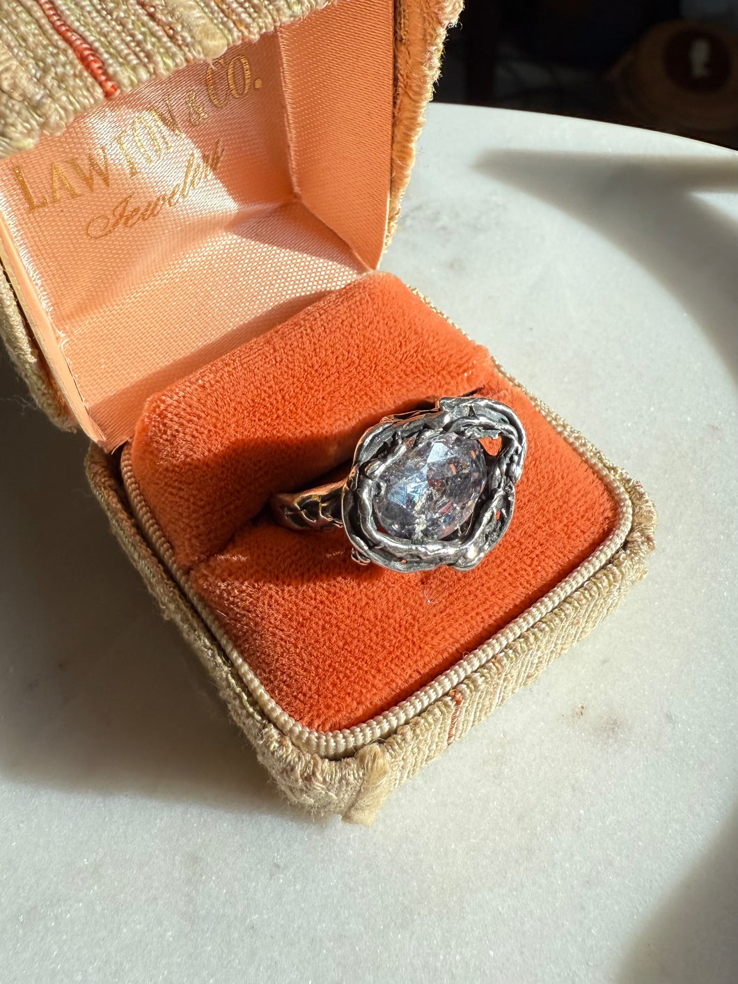 Brutalist Quartz Sterling Silver Ring Size 8.75