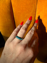 Load image into Gallery viewer, Turquoise Inlay Sterling Silver Ring Size  7.5
