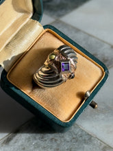 Load image into Gallery viewer, Princess Cut Amethyst &amp; Cabochon Peridot Size 6
