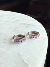 Load image into Gallery viewer, Pink Sterling Silver Clicker Hoops
