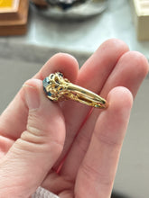 Load image into Gallery viewer, Blue Glass Gold Vermeil Ring Size 7
