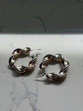 Load image into Gallery viewer, Vintage Twisted Sterling Silver Hoop Earrings
