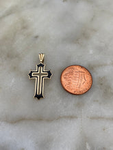 Load image into Gallery viewer, Michael Anthony 1987 Black Enamel 14k Gold Cross Pendant
