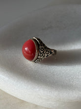 Load image into Gallery viewer, Vintage Carnelian Carved Flower Ring Size 4
