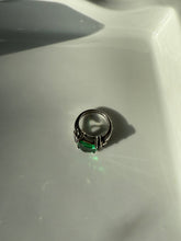 Load image into Gallery viewer, Green Glass Sterling Silver Ring Size 6.25
