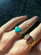 Load image into Gallery viewer, Turquoise Sterling Silver Heart Ring Size 6.25
