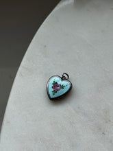 Load image into Gallery viewer, Vintage Guilloche Enamel Sterling Heart Charm
