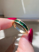 Load image into Gallery viewer, Channel Set Natural Emerald 14k Gold Ring
