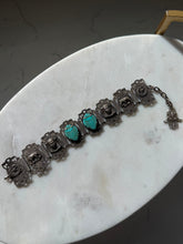 Load image into Gallery viewer, Egyptian Revival Silver Plate Scarab Beetle Bracelet
