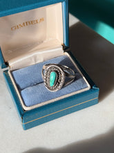 Load image into Gallery viewer, Vintage Turquoise Sterling Silver Ring Size 10.25
