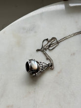 Load image into Gallery viewer, Vintage Multistone Spinner Fob Sterling Necklace 17.75”
