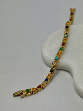 Load image into Gallery viewer, Vintage 1970s Gold Plated Multistone Bracelet 7”
