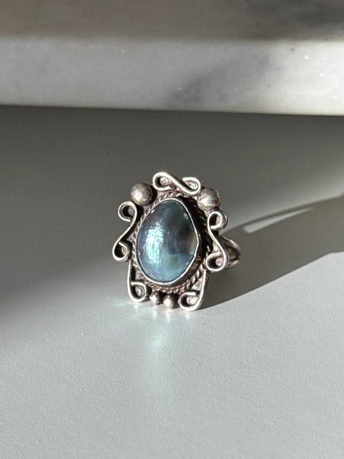 Vintage Sterling Silver Pearl Ring Size 7.75