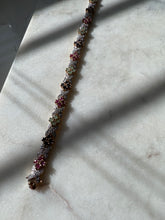 Load image into Gallery viewer, Ruby Emerald Sapphire Two-Tone Gold Vermeil Flower Bracelet 7.25”
