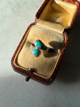 Load image into Gallery viewer, Crushed Turquoise Sterling Silver Bypass Ring Size 3
