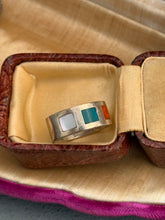 Load image into Gallery viewer, Multistone Inlay Solid Sterling Silver Ring Size 8
