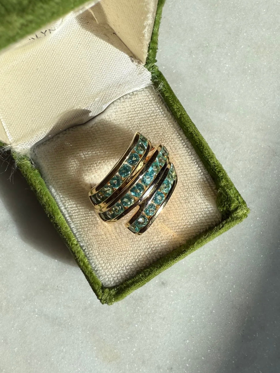 Blue Zircon Gold Vermeil Ring Size 8.25