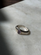 Load image into Gallery viewer, Sterling Silver Ribbed Amethyst Ring Size 9
