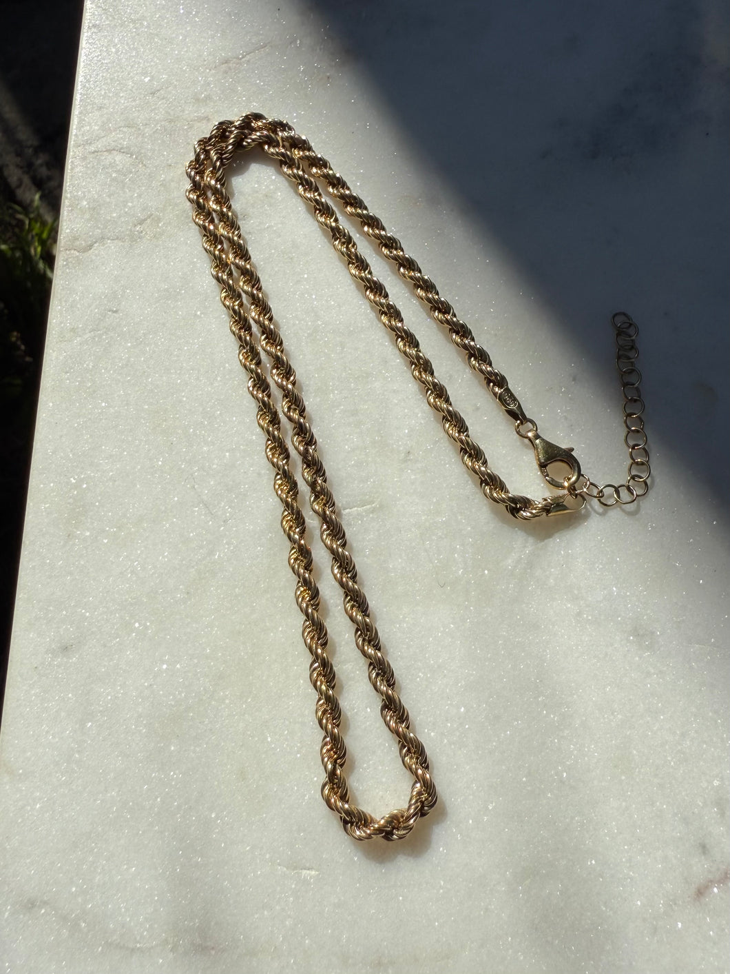 Gold Vermeil Rope Chain Necklace 20”-22”