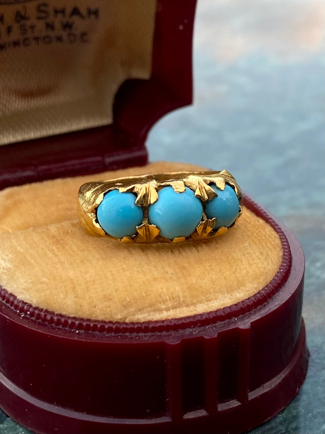 Antique 22k Persian Turquoise Trilogy Ring