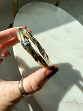 Load image into Gallery viewer, Italian Two-Tone Sterling Silver Gold Vermeil Hinged Bangle Bracelet
